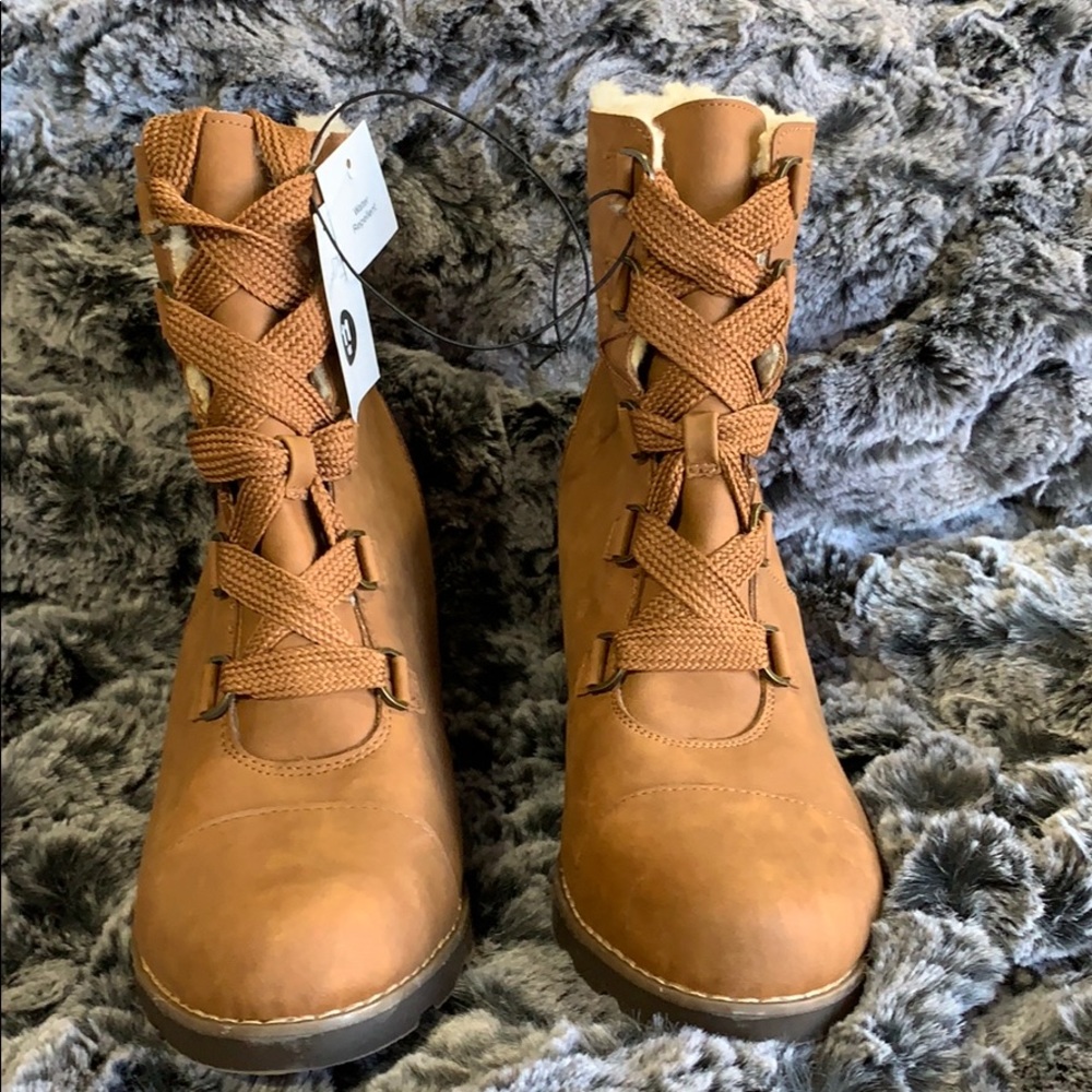Lace-Up Wedge Boots